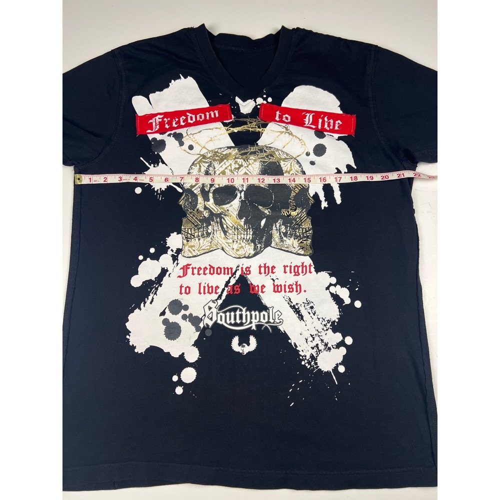 Southpole Mens Graphic T Shirt Black Skull Freedom to Live‎ Design - Medium - Picture 11 of 12
